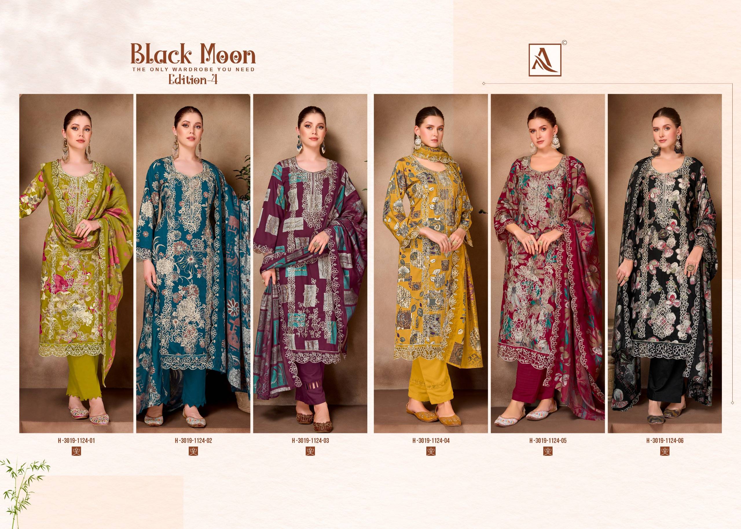 BLACK MOON-4 By Alok Suit 3019-1124-01 to 3019-1124-06 Series Beautiful Pakistani Suits Colorful Stylish Fancy Viscose Reyon Dresses At Wholesale Price